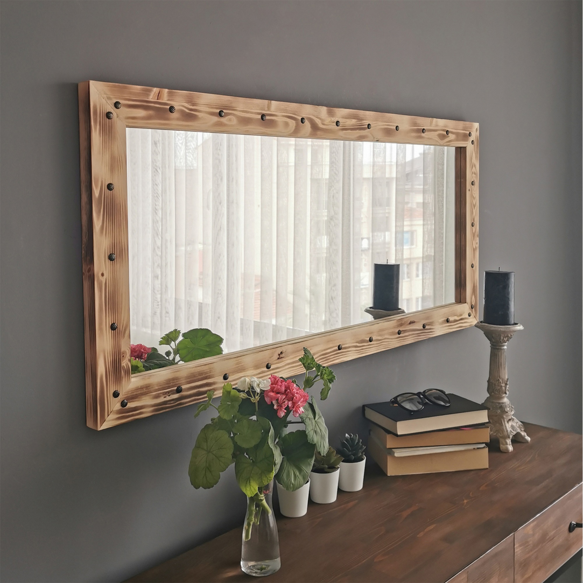 Natural Wood Hall Mirror