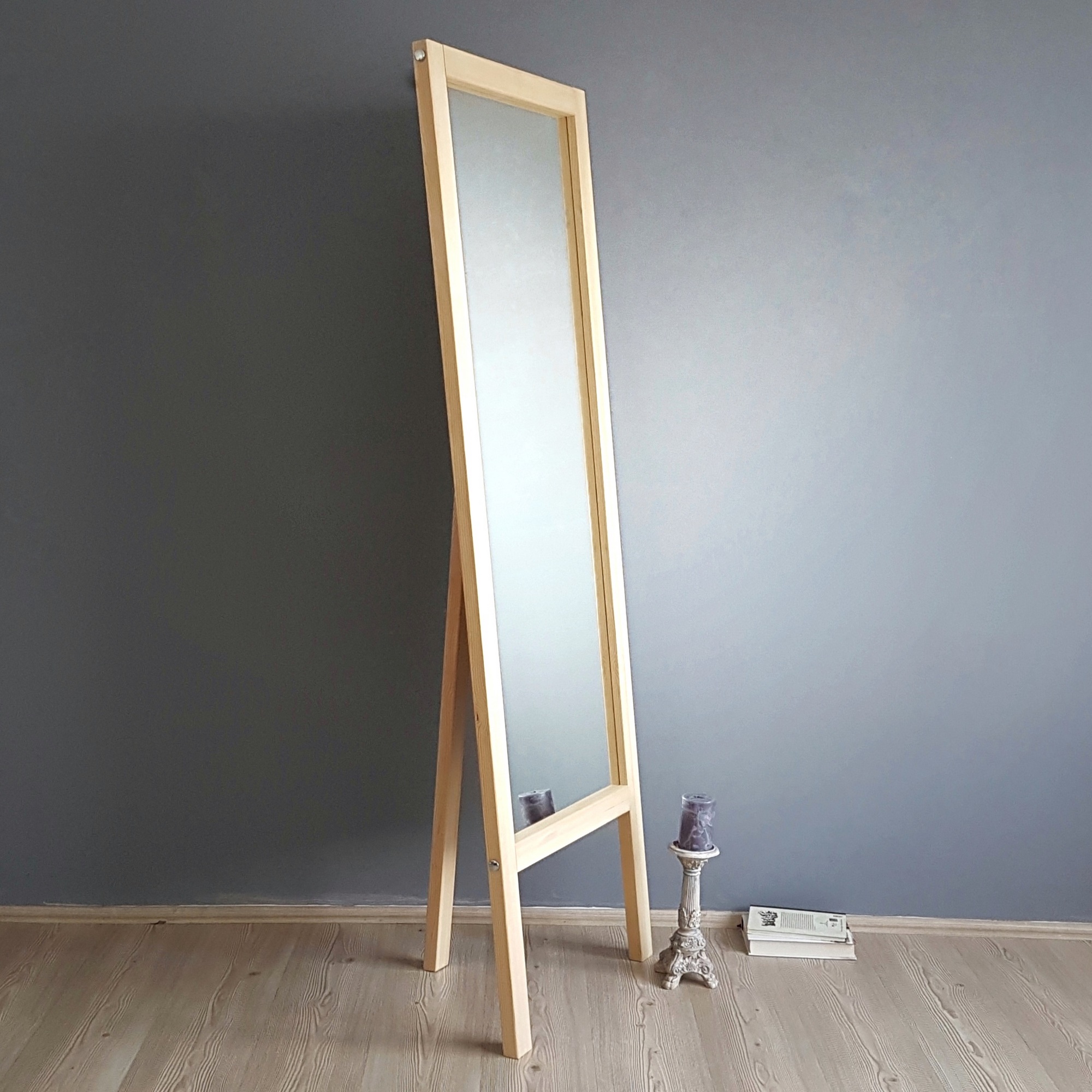 A41 Natural Wood Standing Mirror