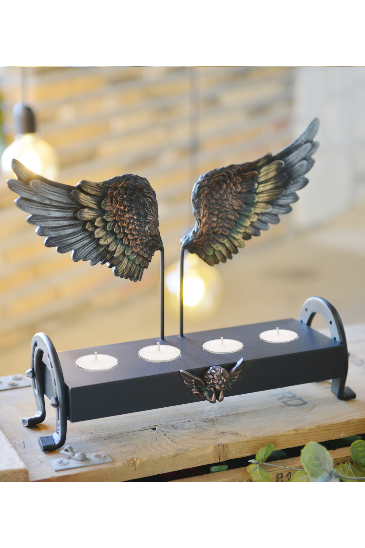 SPECIAL DESIGN ANGEL WINGS 4 PIECE CANDLE HOLDER Trinket