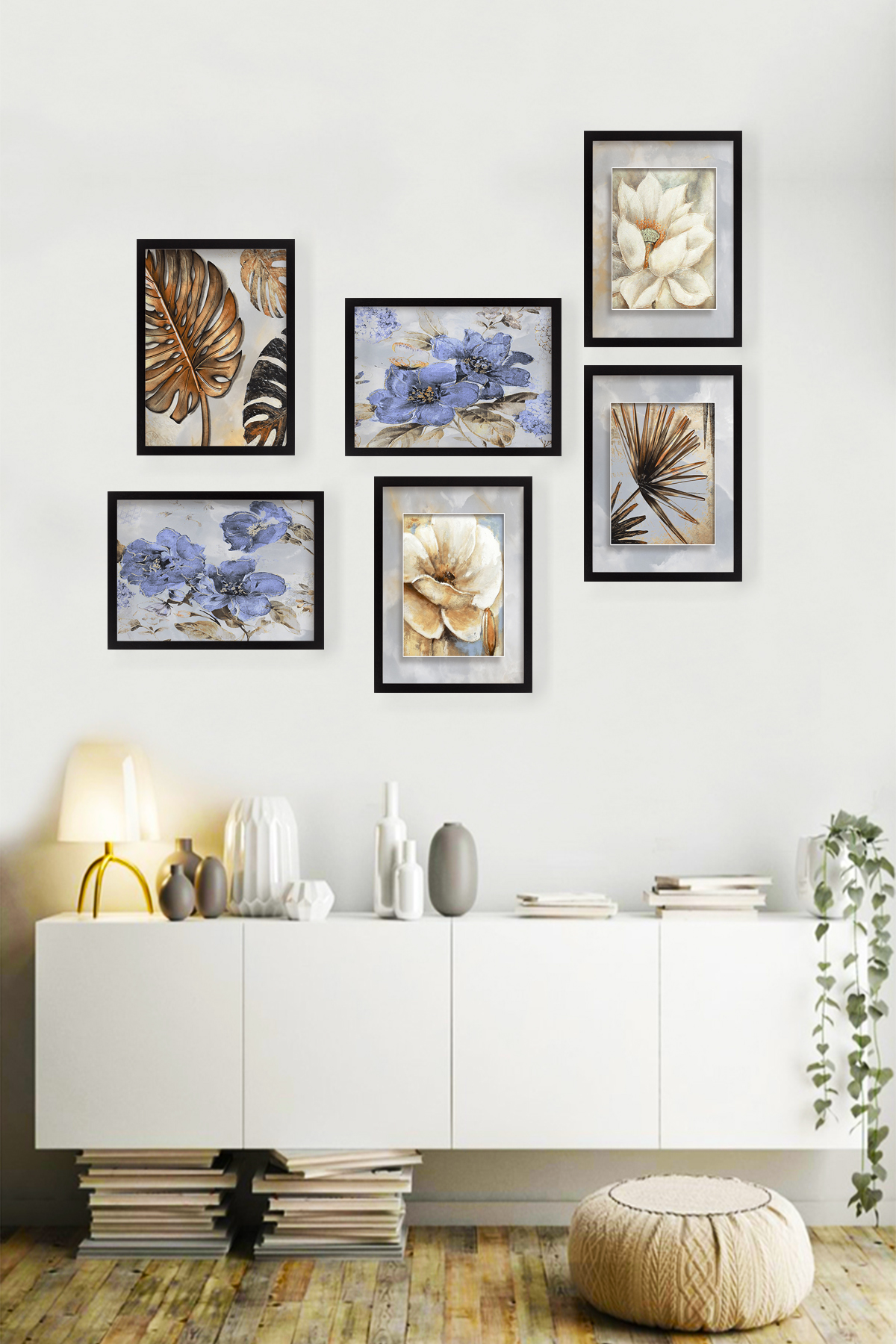 Set of 6 paintings Life Golden