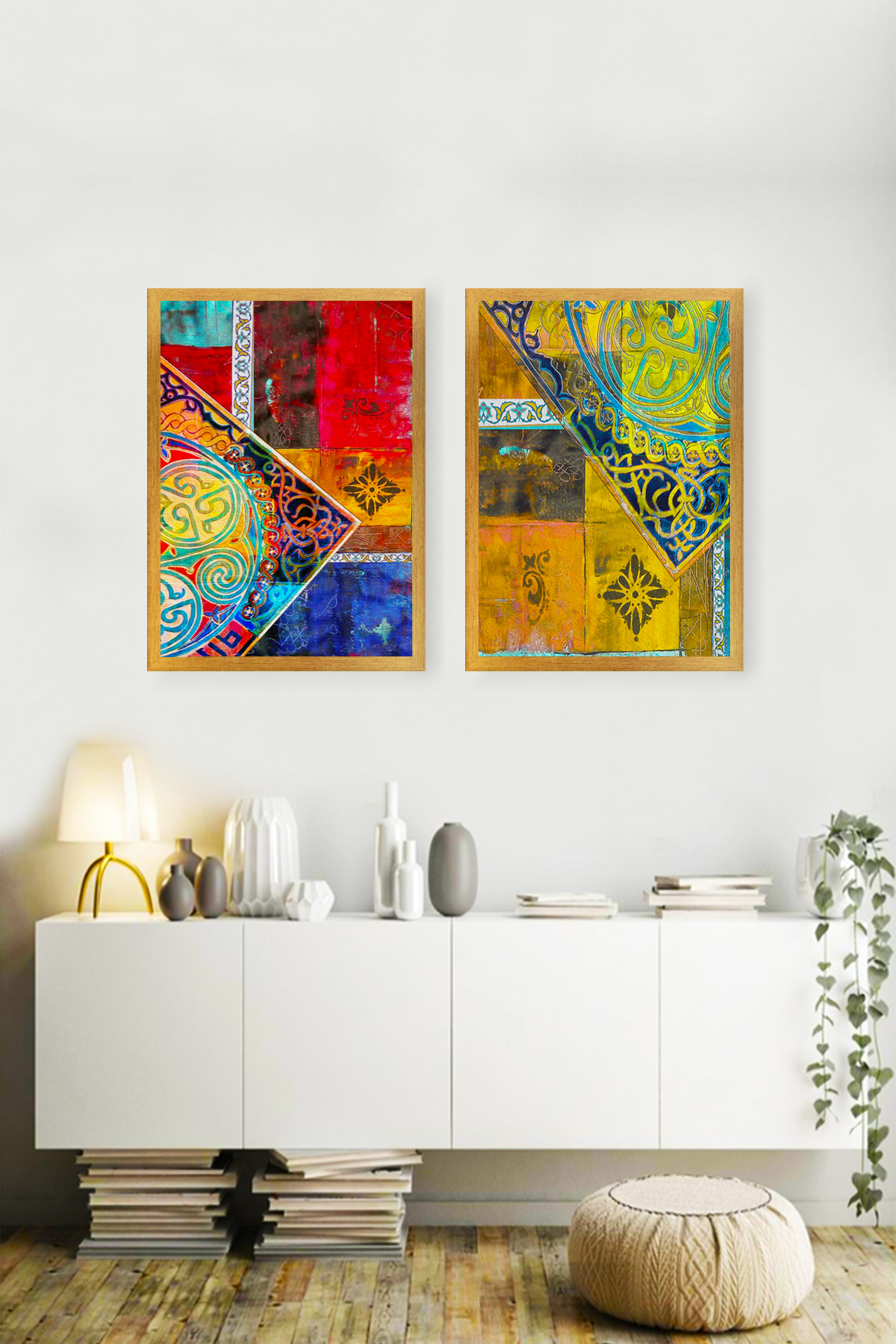 Set of 2 paintings  34x44 cm
