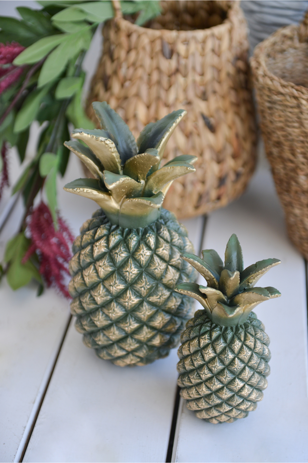 Decorative pineapple trinket green tumbled