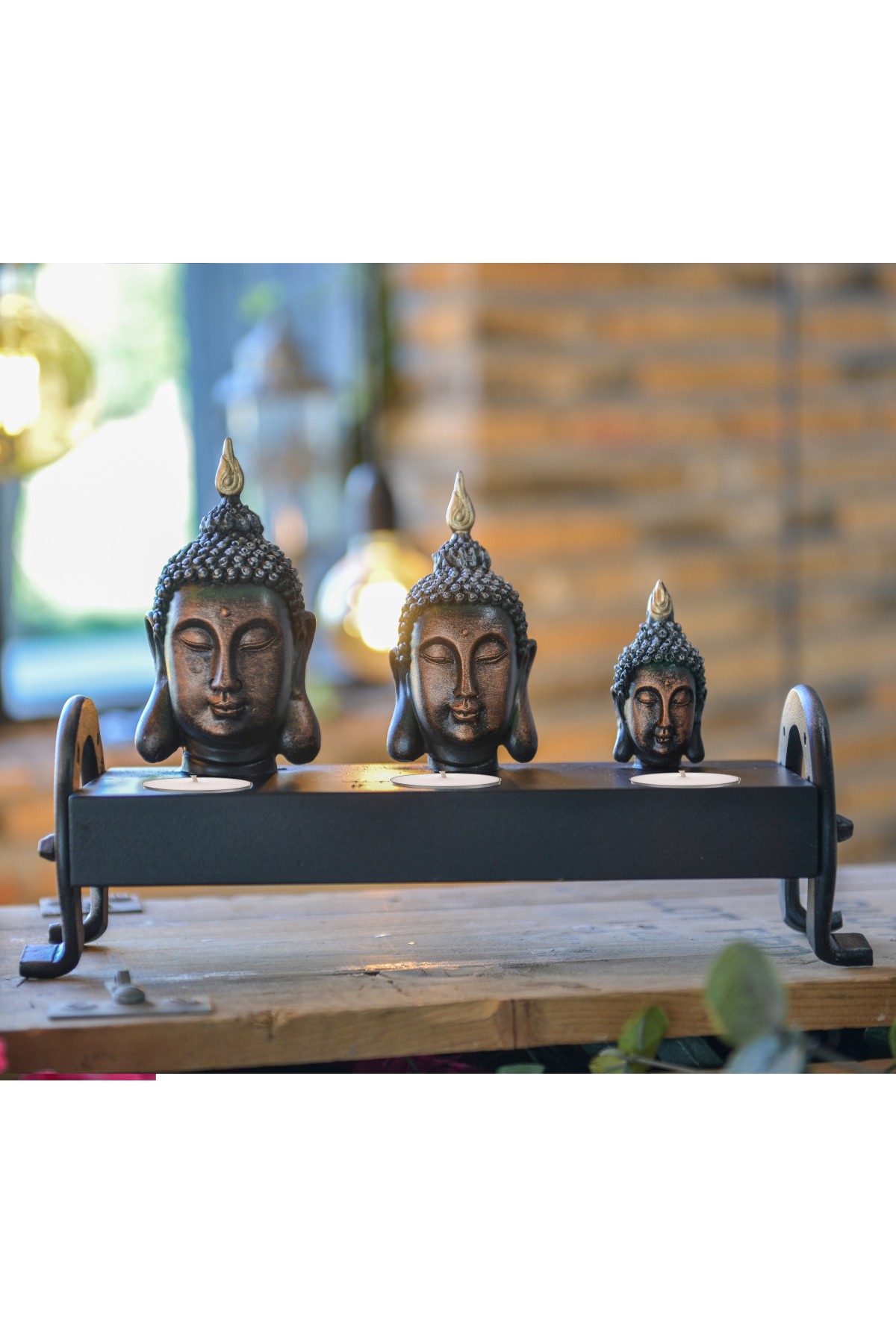 Special design Buddha figure 3 piece candle holder trinket